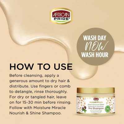 African Pride Moisture Miracle Aloe and Coconut Water Detangle and Condition Pre-Shampoo 12 fl oz - New - Image 5