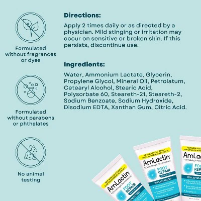 AmLactin Foot Repair Foot Cream Therapy AHA Cream Unscented 3oz - New - Image 8