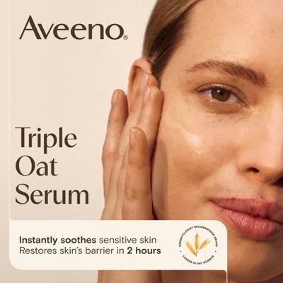 Aveeno Calm + Restore Triple Oat Hydrating Face Serum 1 fl oz - Imperfect Box - Image 3