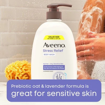 Aveeno Stress Relief Body Wash with Lavender & Chamomile 33oz - New - Image 3