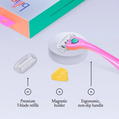 Billie Women's Malibu Razor Kit 1 Handle + Magnetic Holder + 2 Blade Refills - Imperfect Box - Image 3