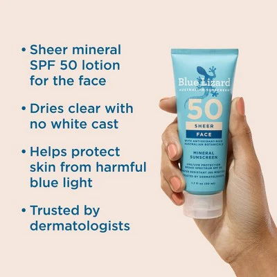 Blue Lizard Sheer Face Mineral Lotion SPF 50 1.7 fl oz - Imperfect Box - Image 5