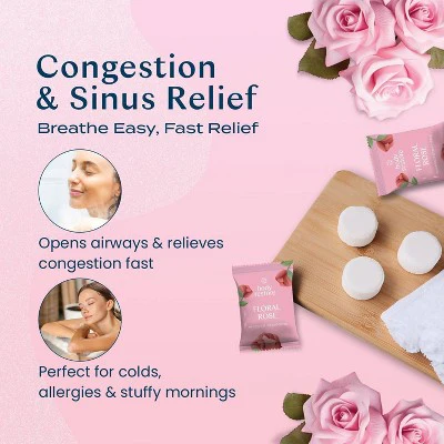 Body Restore Shower Steamers with 100% Natural Essential Oil Rose Shower 6ct - New - Image 2
