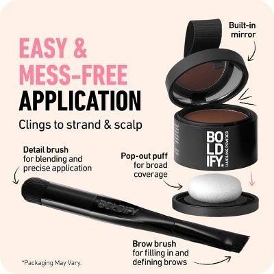 BOLDIFY Root Touch Up Powder with Brush Covers Grays Medium Brown - Imperfect Box - Image 5