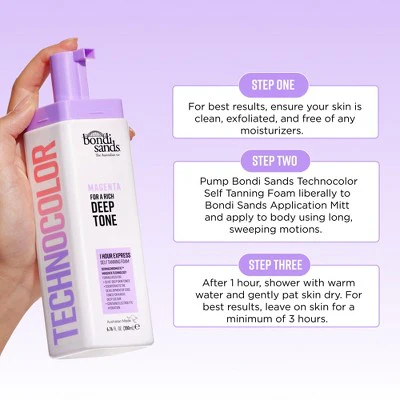 Bondi Sands Technocolor 1 Hour Express Self Tanning Foam Magenta 6.76 fl oz - New - Image 8