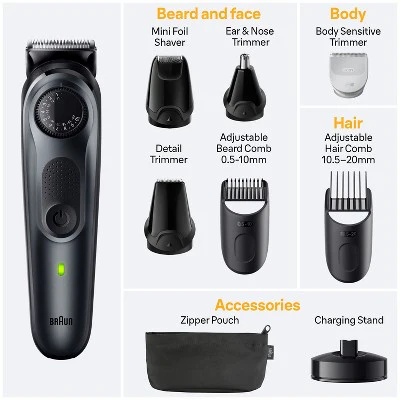 BRAUN ALL-IN-ONE STYLE KIT SERIES 5 AIO5490 RECHARGEABLE 9-IN-1 BODY, BEARD; HAIR TRIMMER - Imperfect Box - Image 6