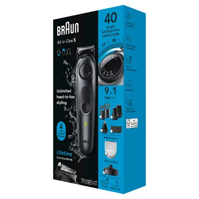 BRAUN ALL-IN-ONE STYLE KIT SERIES 5 AIO5490 RECHARGEABLE 9-IN-1 BODY, BEARD; HAIR TRIMMER - Imperfect Box - Image 8