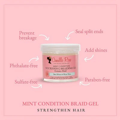 Camille Rose Mint Condition Nourishing Braiding Hair Gel 12oz - Imperfect Container - Image 5