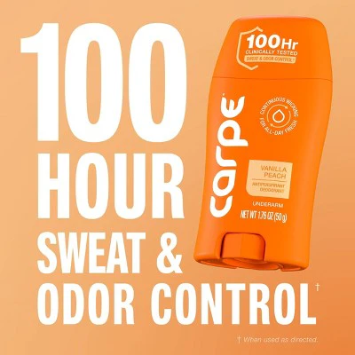 Carpe Women's 100HR Sweat & Odor Control Antiperspirant Deodorant Vanilla Peach 1.76oz - Imperfect Container - Image 3