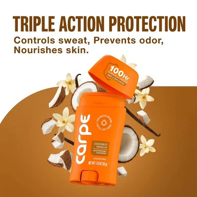 Carpe Women's 100HR Sweat & Odor Control Antiperspirant Deodorant Coconut Vanilla 1.76oz - New - Image 4