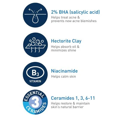 CeraVe Acne Face Cleanser with 2% Salicylic Acid and Purifying Clay for Oily Skin 8 fl oz - Imperfect Container - Image 3