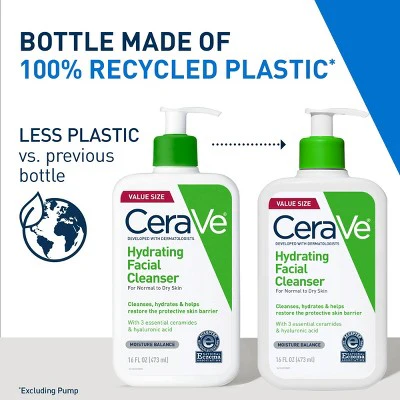 CeraVe Hydrating Face Wash with Hyaluronic Acid and Glycerin 16 fl oz - New - Image 3