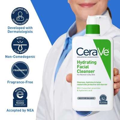 CeraVe Hydrating Face Wash with Hyaluronic Acid and Glycerin 16 fl oz - New - Image 4