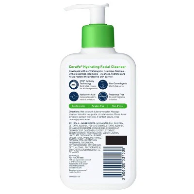 CeraVe Hydrating Face Wash with Hyaluronic Acid and Glycerin 8 fl oz - New - Image 5