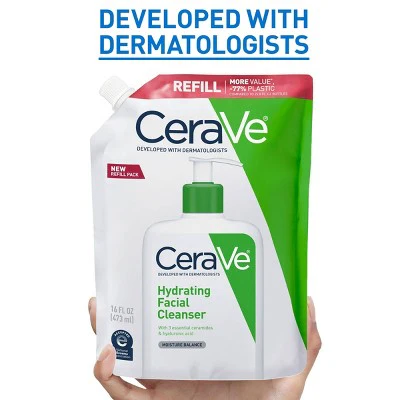 CeraVe Hydrating Face Wash with Hyaluronic Acid and Glycerin Refill 16 fl oz - New - Image 10