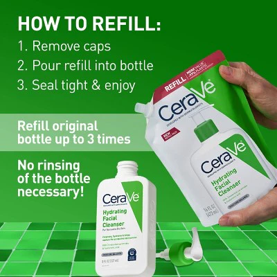 CeraVe Hydrating Face Wash with Hyaluronic Acid and Glycerin Refill 16 fl oz - New - Image 4