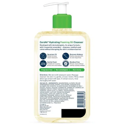 CeraVe Hydrating Foaming Cleansing Oil Face Wash 16 fl oz - New - Image 13