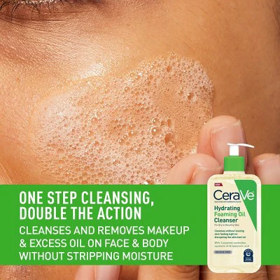 CeraVe Hydrating Foaming Cleansing Oil Face Wash 8 fl oz - New - Image 4