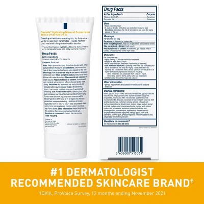 CeraVe Hydrating Mineral Face Sunscreen Lotion & SPF 30 2.5oz - Imperfect Box - Image 7