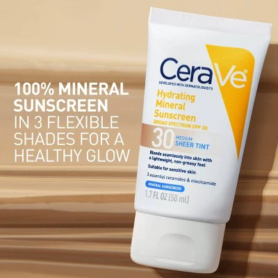 CeraVe Hydrating Mineral Tinted Face Lotion SPF 30 Medium 1.7 fl oz - Missing Box - Image 4