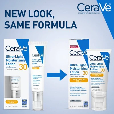 CeraVe Ultra-Light Face Lotion Moisturizer SPF 30 1.7oz - Imperfect Box - Image 3