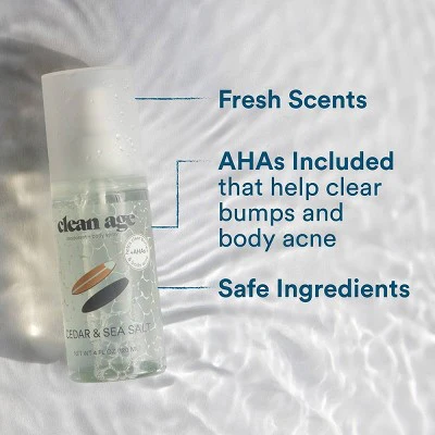 Clean Age Cedar & Sea Salt AHA Deodorant + Body Spray for Teens 4 fl oz - New - Image 3