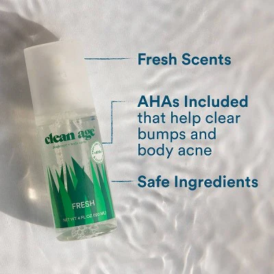Clean Age Fresh AHA Deodorant + Body Spray for Teens 4 fl oz - New - Image 3