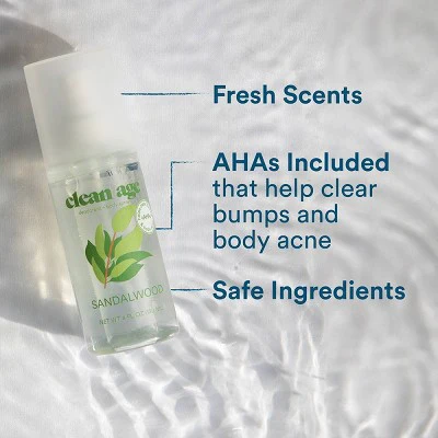Clean Age Sandalwood AHA Deodorant + Body Spray for Teens 4 fl oz - New - Image 3