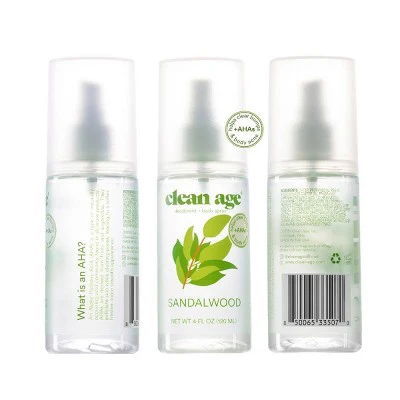 Clean Age Sandalwood AHA Deodorant + Body Spray for Teens 4 fl oz - New - Image 5