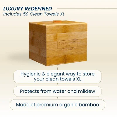 Clean Skin Club Clean Towels XL Original + Bamboo Container Cover 50ct - Imperfect Box - Image 3