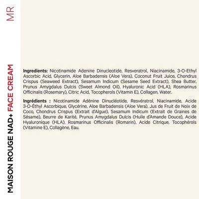 Maison Rouge NAD Facial Cream, Resveratrol, Niacinamide, Hyaluronic Acid, Collagen, Vitamin C & E  1.7 oz - Imperfect Box - Image 3