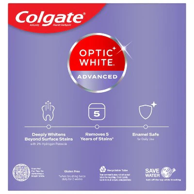 Colgate Optic White Adv Whitening Toothpaste Icy Fresh 3.2oz/3pk - Imperfect Box - Image 2