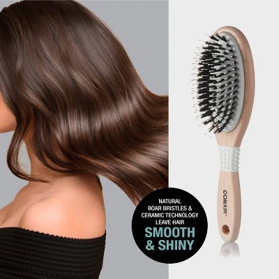 Conair Ceramic Wood Nylon & Boar Bristle Cushion Hair Brush - Imperfect Box - Image 6