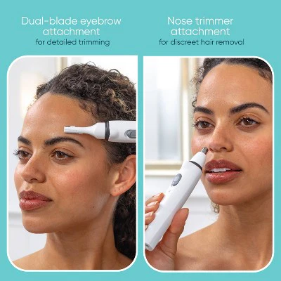Conair Girlbomb Wet and Dry Cordless Rechargeable Face Shaver with Nose, Ear, Eyebrow and Bikini Trimmer Attachments Set 6pc - New - Image 7