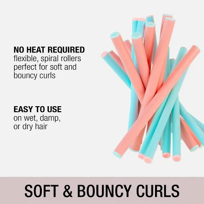 Conair Heatless Spiral Curl Rollers Coral & Teal 18pcs - New - Image 3