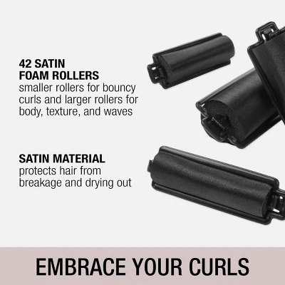 Conair The Curl Collective Heatless Satin Wrapped Foam Rollers Black 42pcs - New - Image 3