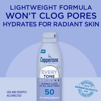Coppertone Every Tone Sunscreen Spray SPF 50 5oz - New - Image 4