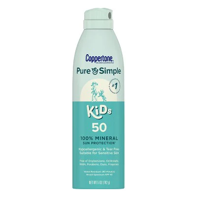 Coppertone Pure & Simple Kid's Spray SPF 50 5oz - Imperfect Container