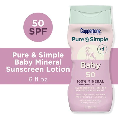 Coppertone Pure & Simple Baby Mineral Sunscreen SPF 50 6 fl oz - New - Image 11