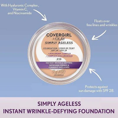 COVERGIRL + Olay Simply Ageless Wrinkle Defying Foundation Compact 240 Natural Beige 0.4oz - New - Image 4