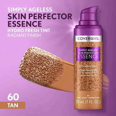 COVERGIRL Simply Ageless Skin Perfector Essence Vegan Foundation 60 Tan 1 fl oz - Imperfect Container - Image 6