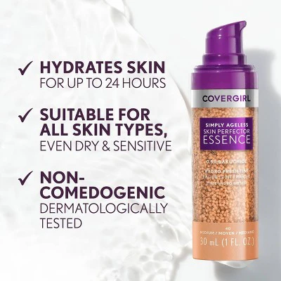 COVERGIRL Simply Ageless Skin Perfector Essence Vegan Foundation 80 Deep 1 fl oz - Imperfect Container - Image 10