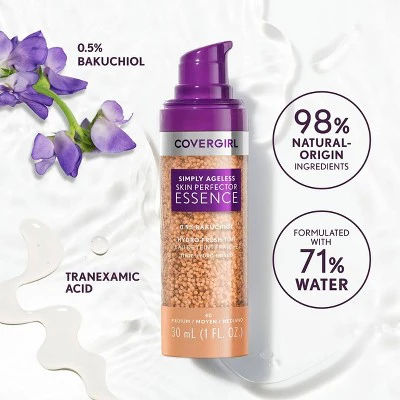 COVERGIRL Simply Ageless Skin Perfector Essence Vegan Foundation 80 Deep 1 fl oz - Imperfect Container - Image 8
