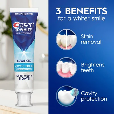 Crest 3D White Advanced Teeth Whitening Toothpaste Arctic Fresh 3.3oz - Imperfect Box - Image 4