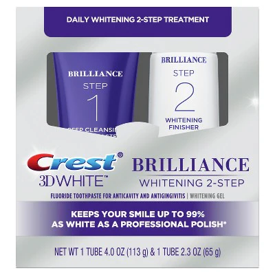 Crest 3D White Brilliance Toothpaste and Whitening Gel System 4.0oz and 2.3oz - Imperfect Box - Image 3