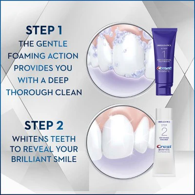 Crest 3D White Brilliance Toothpaste and Whitening Gel System 4.0oz and 2.3oz - Imperfect Box - Image 9