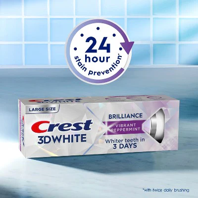 Crest 3D White Brilliance Vibrant Toothpaste Peppermint 4.6oz/2pk - New - Image 5