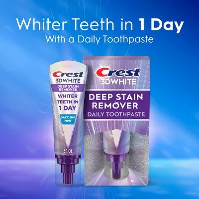 Crest 3D White Deep Stain Remover Daily Toothpaste Dazzling Mint 3.1oz - New - Image 3