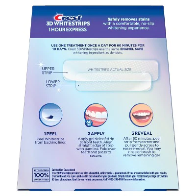 Crest 3D Whitestrips 1-Hour Express At-home Teeth Whitening Kit 10 Treatments - New - Image 2