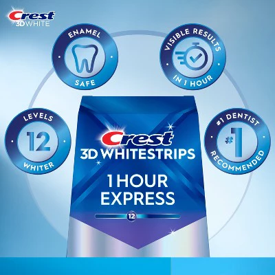 Crest 3D Whitestrips 1-Hour Express At-home Teeth Whitening Kit 10 Treatments - New - Image 4